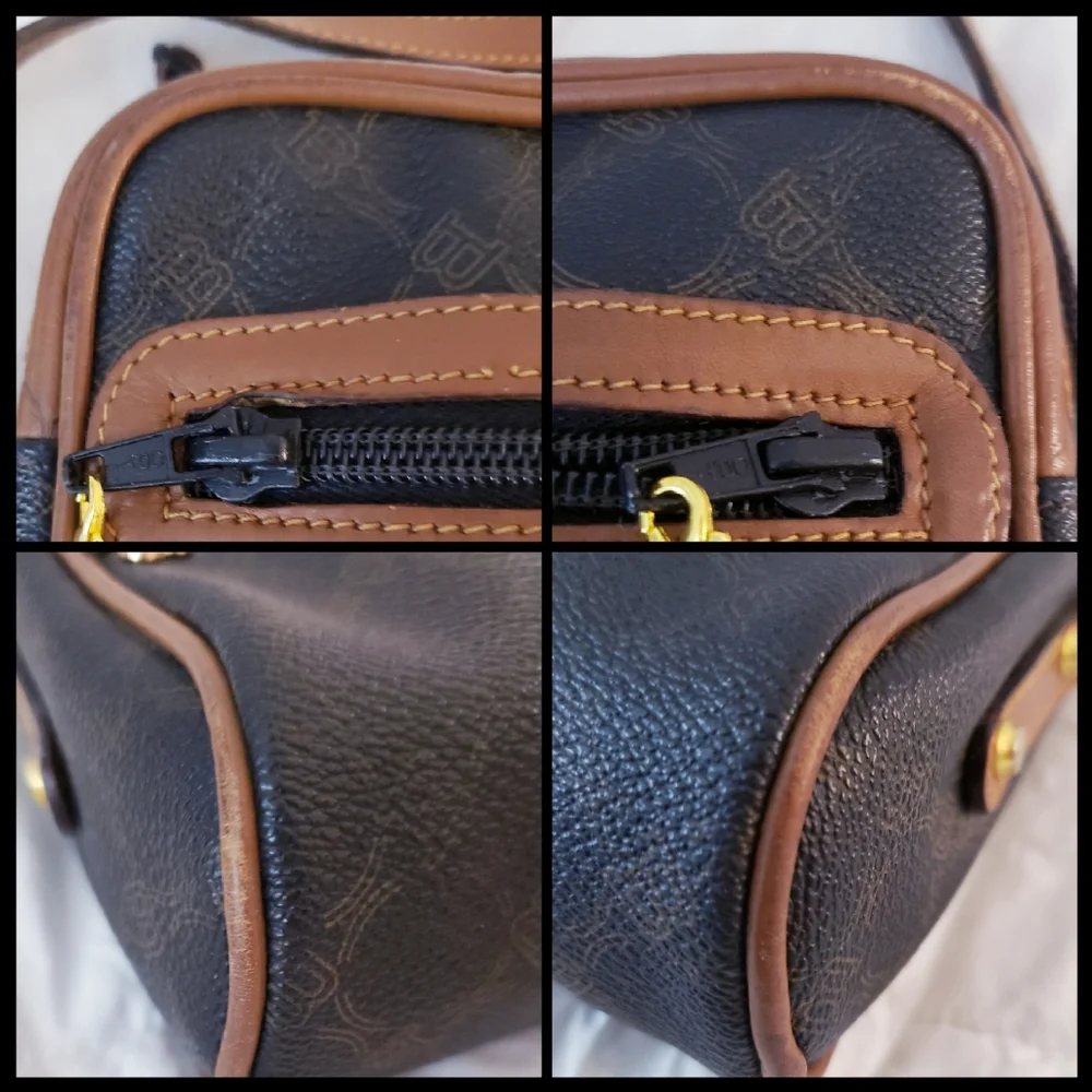 Vintage BALLY Monogram Crossbody Camera Bag & Matching Wallet Set - Brown/Black - Picture 9 of 16